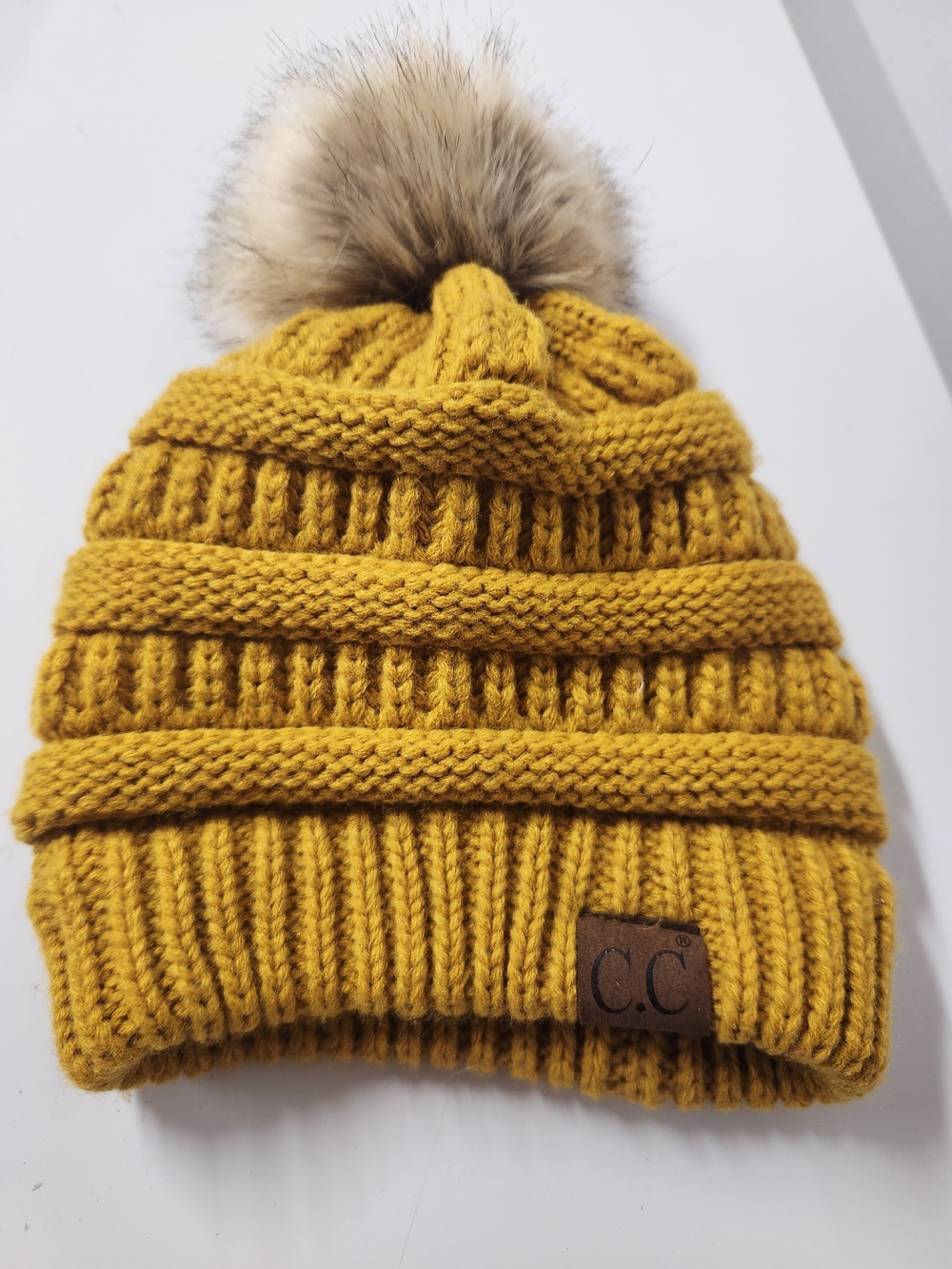 C.C Kids Knit Pom Beanie in Mustard